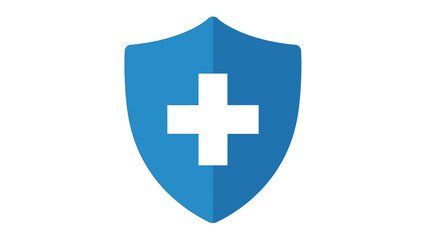 Fototapeta premium Medical shield symbol representing healthcare protection and safety in a clean digital environment, front view with blue background