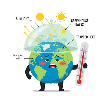 Earth overheating from greenhouse gases and trapped heat, global warming concept