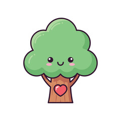 Fototapeta premium Adorable Cartoon Tree with Heart Illustration