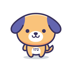 Obraz premium Cute Cartoon Dog Illustration with Racing Bib Number 172