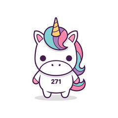 Fototapeta premium Adorable Cartoon Unicorn with Rainbow Mane Illustration