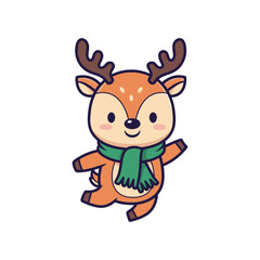 Adorable Cartoon Reindeer Illustration with Scarf © Designer Habiba