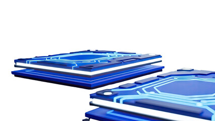 Futuristic Blue Circuit Board Modules