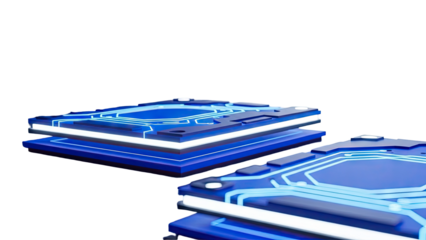 Futuristic Blue Circuit Board Modules