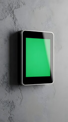 Smartphone with Green Screen on Concrete Wall.