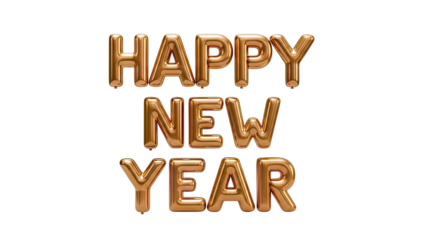 Golden "Happy New Year" Balloon Text