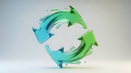 Eco friendly recycling symbol with green and blue arrows