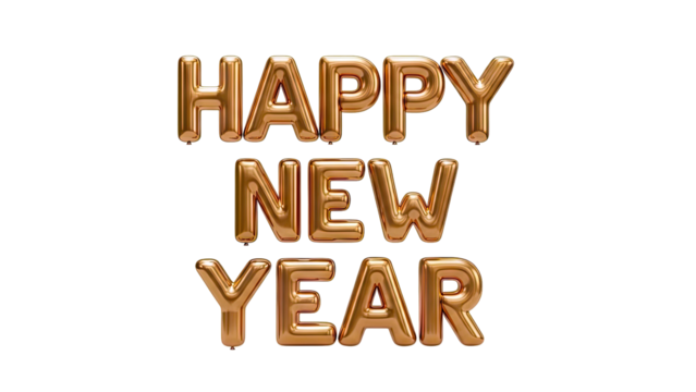 Golden "Happy New Year" Balloon Text - Powered by Adobe