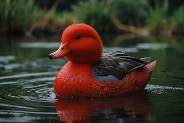 red duck on the water
