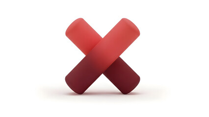 Obraz premium Red X symbol made of two curved ribbons