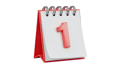 Red Desk Calendar with Number 1