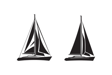 Sailboat silhouette with white background