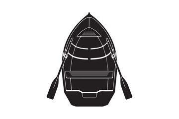 Rowboat silhouette with white background