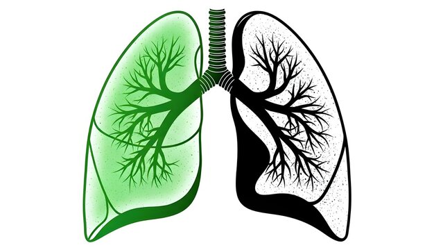 Illustration of human lungs with bronchial tree
