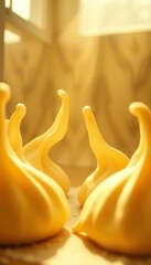 Ethereal dough forms unfurling, bathed in sepia light, a whisper of forgotten ovens,  abstract,  soft