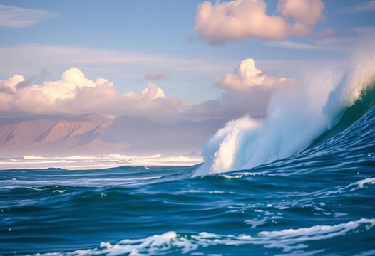 Epic left point break curls endlessly along the Peruvian coast, surf,  extreme sports