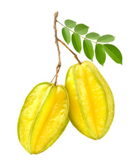 Star fruit or carambola isolate on white.