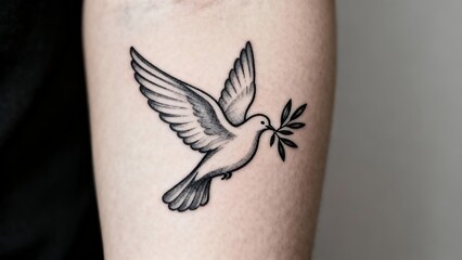 Arm With Minimalist Dove Tattoo Design