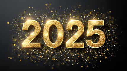 A sparkling representation of the year 2025, featuring golden numbers with a glittering background, symbolizing celebration and new beginnings.
