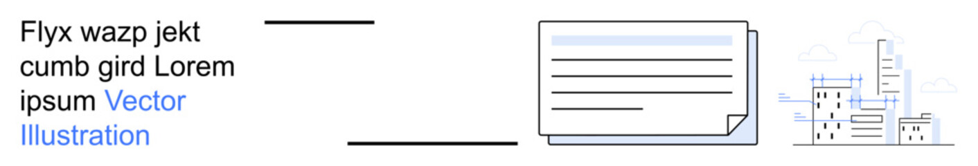 Business communication, corporate content, urban planning, professional services, document management, information flow. A document with text corresponding to a cityscape. Business communication © robu_s