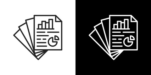 Reporting  Icon Set. Clean Line Design With Light And Dark Versions For Versatile Use 
