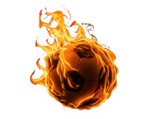 Flame soccer ball isolated on transparent background