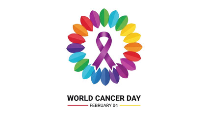 World cancer day awareness ribbon illustration for global health education medical campaign prevention support oncology care and healthcare communication design