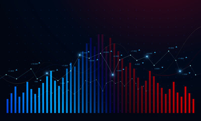 Finance chart illustrating stock index fluctuations, price changes, and trade signals. Financial graph displaying stock price variation, index data, and profit analysis concept