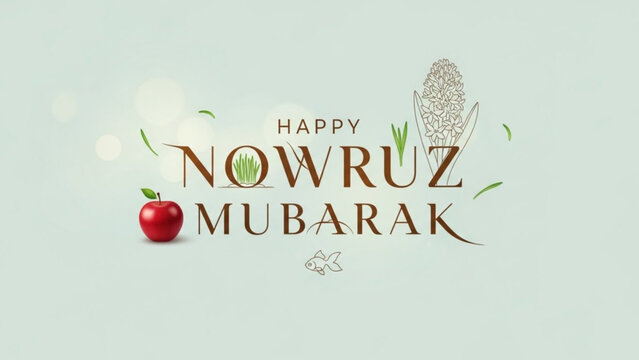 Happy nowruz mubarak greeting with traditional symbols and floral patterns on a festive