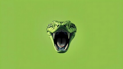 Snake Head Emerging From Hole Green Background