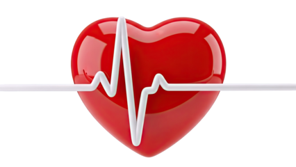 Red Heart with ECG Line