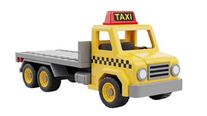 Yellow Flatbed Taxi Truck Toy