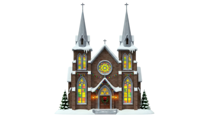 Winter Church Decorated for Christmas