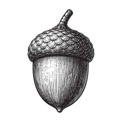 Oak Tree Acorn Hand Drawn Vintage Engraving Style Illustration © trianatio