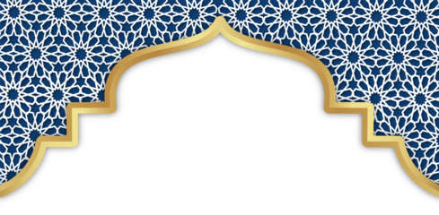 Ornate Islamic Geometric Pattern Frame with Gold Border