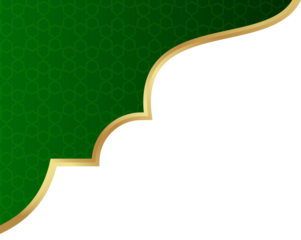 Islamic Geometric Design - Green and Gold Corner Ornament