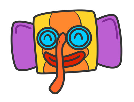Colorful Marimonda Carnival Mask Illustration Inspired by Barranquilla Folklore and Colombian Festive Culture