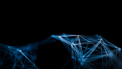 Futuristic Global Communication Network Digital Structure Copy Space. 3d rendering