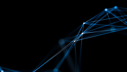 Abstract Data Transfer Network Lines Connection Mesh Copy Space. 3d rendering