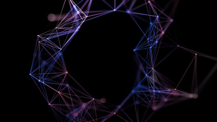 Abstract Circular Plexus Network Data Connectivity Concept Background. 3d rendering