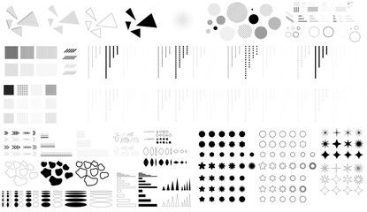 幾何学図形のデザインパーツセット 抽象的な線とドットのモダンな装飾素材