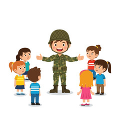 Soldier Teaching Children About Military Service and Patriotism