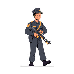 Soldier with Rifle, Military Uniform, Security Guard, Official Duty, Protection Concept