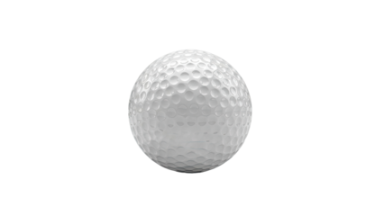Close-up of a white golf ball with dimples on a plain background