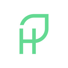Obraz premium H leaf minimal logo design