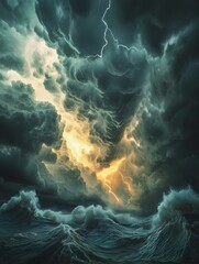 The shocking moment of lightning piercing the sky