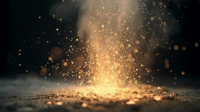 Golden Firecracker Sparks Falling Like Flower Petals