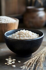 A bowl of fragrant oatmeal Congee with floating oats
