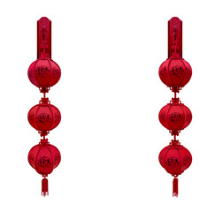 Chinese Red lanterns, Three-tiered lamp are hung as decorations for Chinese festivals or chinese new year isolated on white background © Supachai