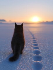 The agile lynx in the snowy dusk